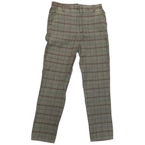 Sundance Linen Blend Green Plaid Tapered Pants Women's Size 8 NWT